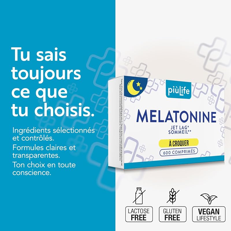 Melatonine 1,9 mg pour Bien Dormir PiùLife Sommeil Adulte, 600 Comprimés