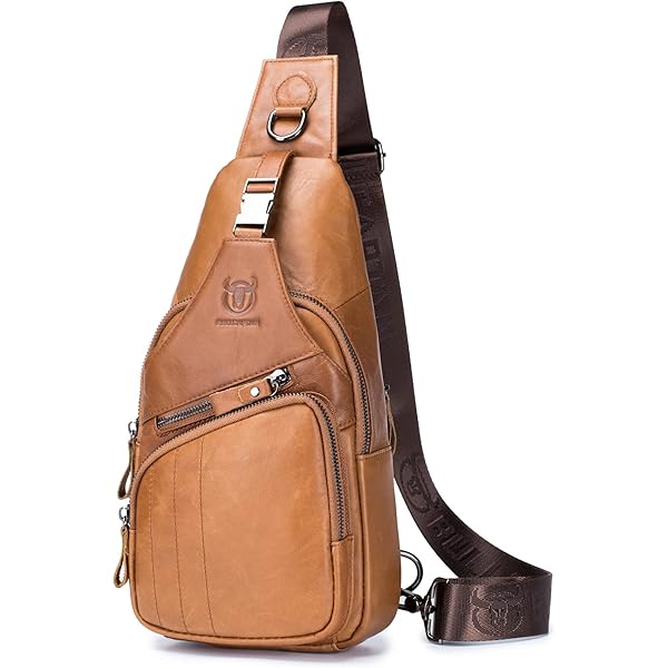 Amazon.com: BULLCAPTAIN Men Sling Chest Bag Genuine Leather