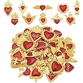 HOBBIESAY Heart Charms Bulk Sacred Heart Charms Hearts Dangle Charm Love Shape Wing Pendant for Valentine DIY Bracelets Earring Necklace Jewelry Making