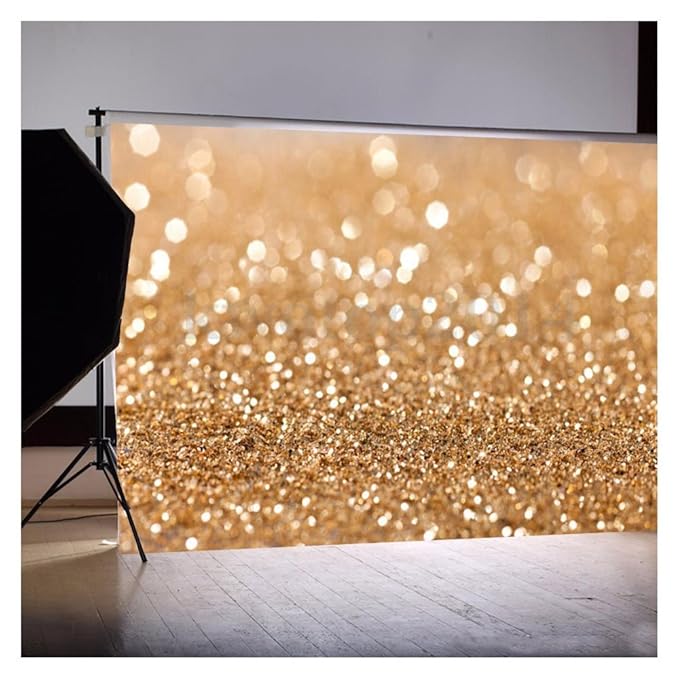 5x7ft Vinyl Cloth Computer Printed Bokeh Gold Glitter Sequin