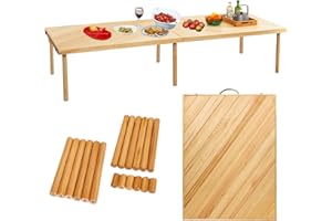 Zupemo 80"x30" Boho Wooden Picnic Table, Portable Outdoor Low Picnic Table with Adjustable Legs 13" & 16" for Floor Seating, Beach, Camping, BBQ, Backyard, 80x30in Seating for 12 People