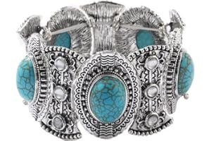 LETAJOY Turquoise Bracelet for Women,Healing Crystal Stone Stretch Round Bead Bracelets for Women Men Jewelry