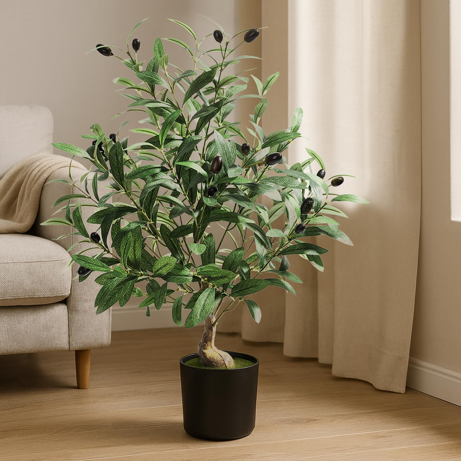Photo 1 of 1.5 ft Artificial Olive Tree with Pot, Tabletop Faux Plants Mini Trees for Home Office Living Room Modern Decor