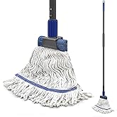 TidyBliss Commercial Mop Heavy Duty, 57.5 inches Long Handle Large Looped-End Industrial String Mop Professional Dry Wet Cott