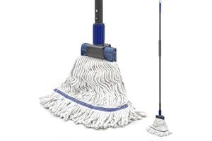 TidyBliss Commercial Mop Heavy Duty, 57.5 inches Long Handle Large Looped-End Industrial String Mop Professional Dry Wet Cott
