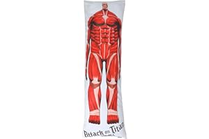 Micotaku Attack on Titan Officially Licensed Body Pillow Cover & Insert - Red Colossal Titan Soft Breathable Long Bed Pillow 