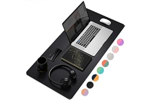 YSAGi Desk Pad, Desk Mat, 31.5" x 15.7" Laptop Leather Desk Pad Protector, Large Leather Desk Blotter for Keyboard and Mouse, Waterproof Desk Writing Pad for Office and Home (31.5" x 15.7", Black)