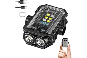 HELINYAN Mini Keychain Flashlight with Clip, LED 360° Rotate Magnetic EDC Key Chain Light, Red Blue COB Side Light, Water Resistant USB-C Rechargeable for Hiking, Camping, Emergency(White)