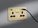 Knightsbridge 13A 2G Switched Socket Dual USB A C Brushed Brass Black Insert view 5