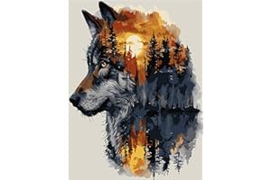 Wolf Paint by Number Paint by Numbers Kit for Adults DIY Wolf Adult Paint by Number Kits on Canvas for Home Wall Decor(16x20i