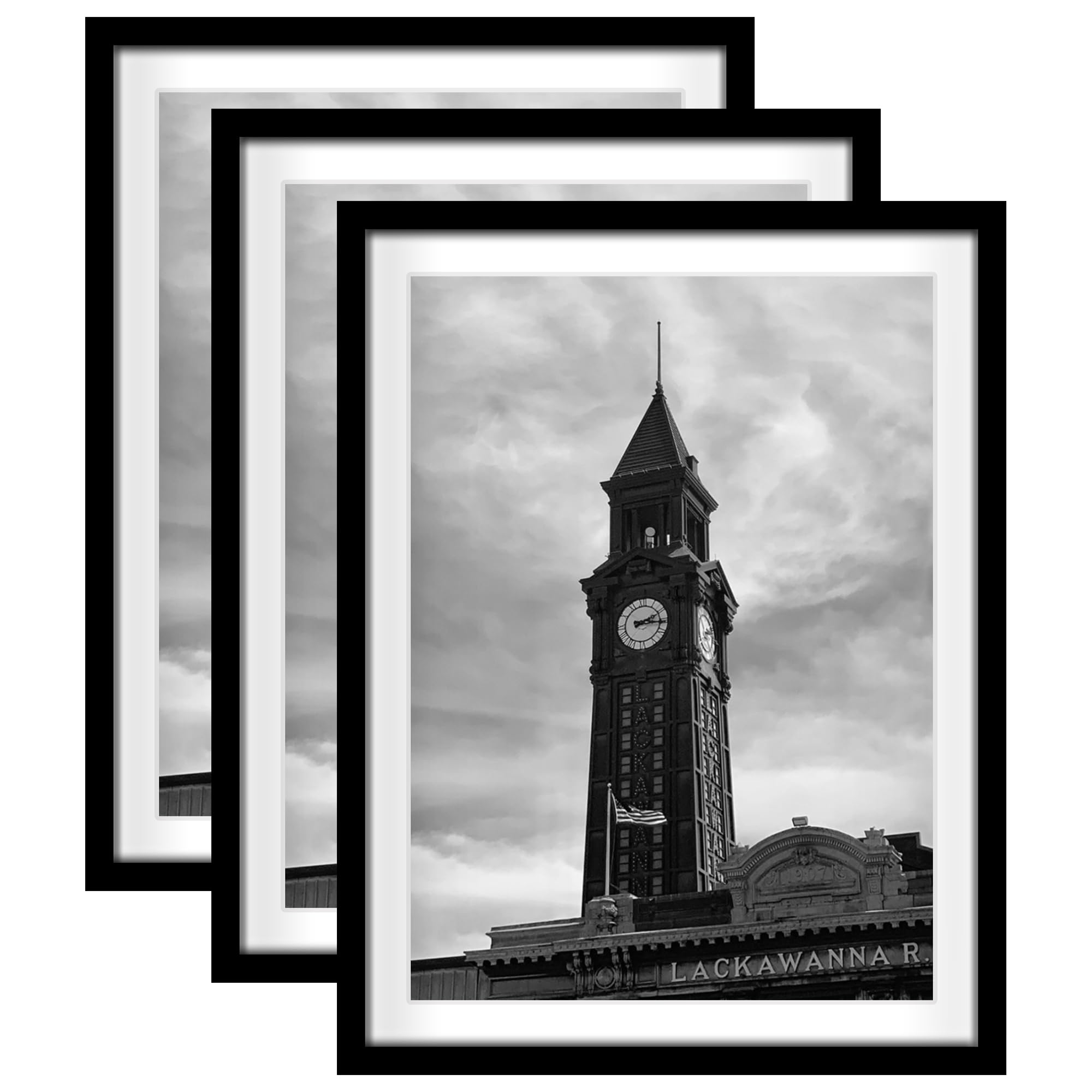 Photo 1 of (PARTIAL SET) (BAGGED) Wiscet 18x24 Picture Frame Set of 3, Display Pictures 16x20 with Mat or 18 x 24 Poster Frame Without Mat, Wall Gallery Photo Frames, Black