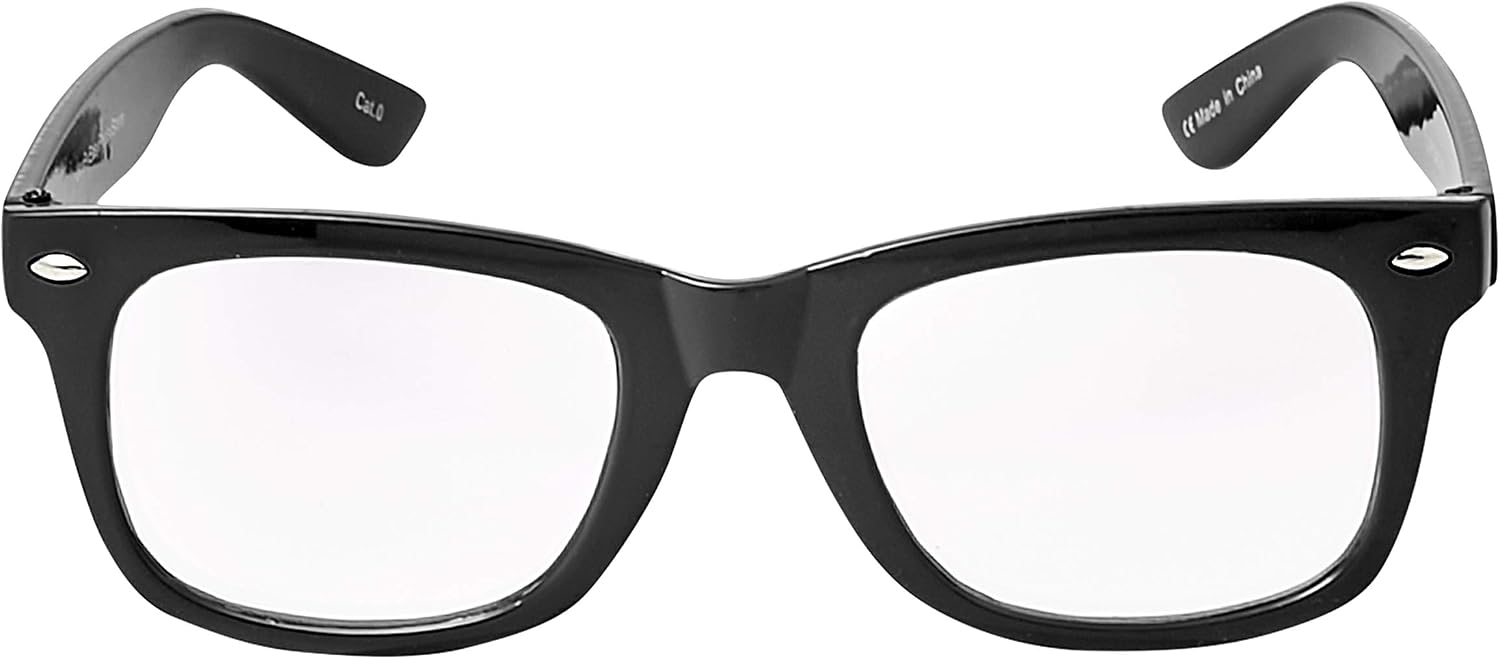 Black Childrens Classic Clear Lens Glasses Fames Fake Glasses Frames with Lenses for Fancy Dress World Book Day Boys Girls Nerd Glasses Geek Hipsters Style Kids Dress Up Costume Glasses - Image 4