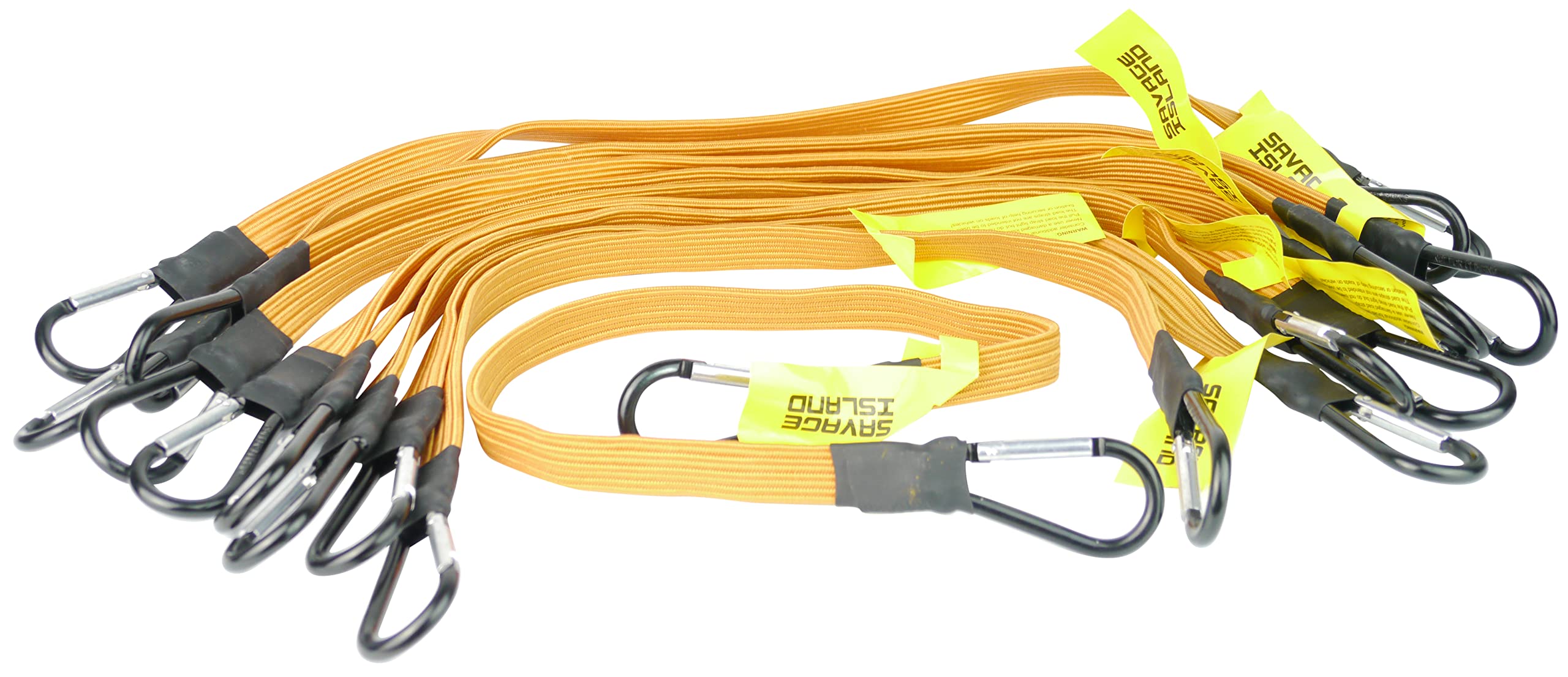 Savage Island 10 Pack Flat 17mm Bungees Bungee Cord with Carabiner Hook