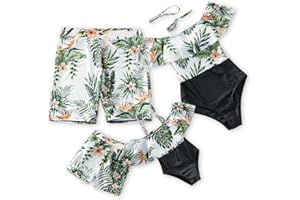 IFFEI Mommy and Me Swimsuits One Piece Monokini Bathing Suits Pattern Printed Family Matching Swimwear