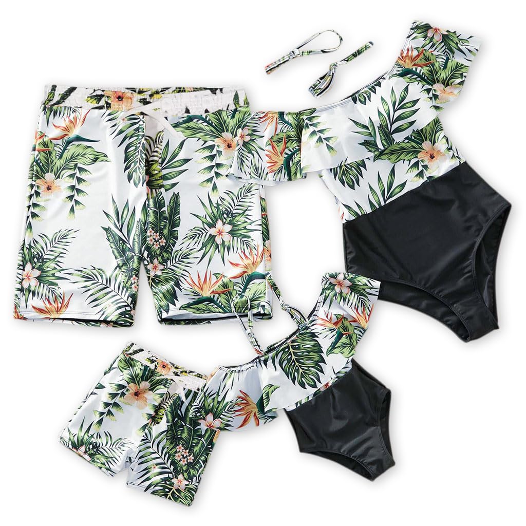 Photo 1 of IFFEI Mommy and Me Swimsuits One Piece Monokini Bathing Suits Floral Printed Family Matching Swimwear Girls: 6-7 Years