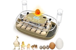 Demohome 24 Egg Incubator for Hatching Eggs with Temperature and Humidity Control, Auto Turning & LED Candling for Chicken Duck Quail Birds, Ideal for Home Farm, Classroom, Beginners