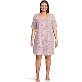 Karen Neuburger Women's Plus Size Romantic Fields Elbow Sleeve Nightgown with Lace