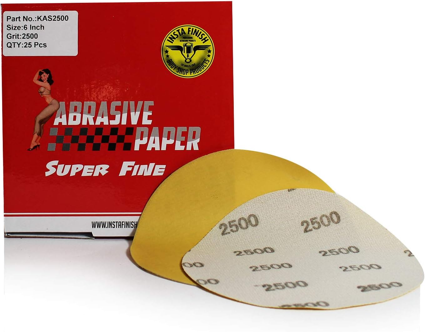 Insta Finish Sanding Discs - 2500G Abrasive Paper with Hook and Loop Backing System - High-Performance Pre-Painting & Finishing Aluminum Oxide Sandpaper Sheets - Durable & Long-Lasting Pads - 25-Pack