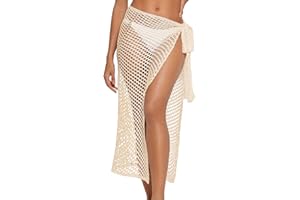 Lecieldusoir Women's Long Sarong Cover Ups Crochet Beach Bikini Wraps Lightweight Bathing Suit Wrap Skirt