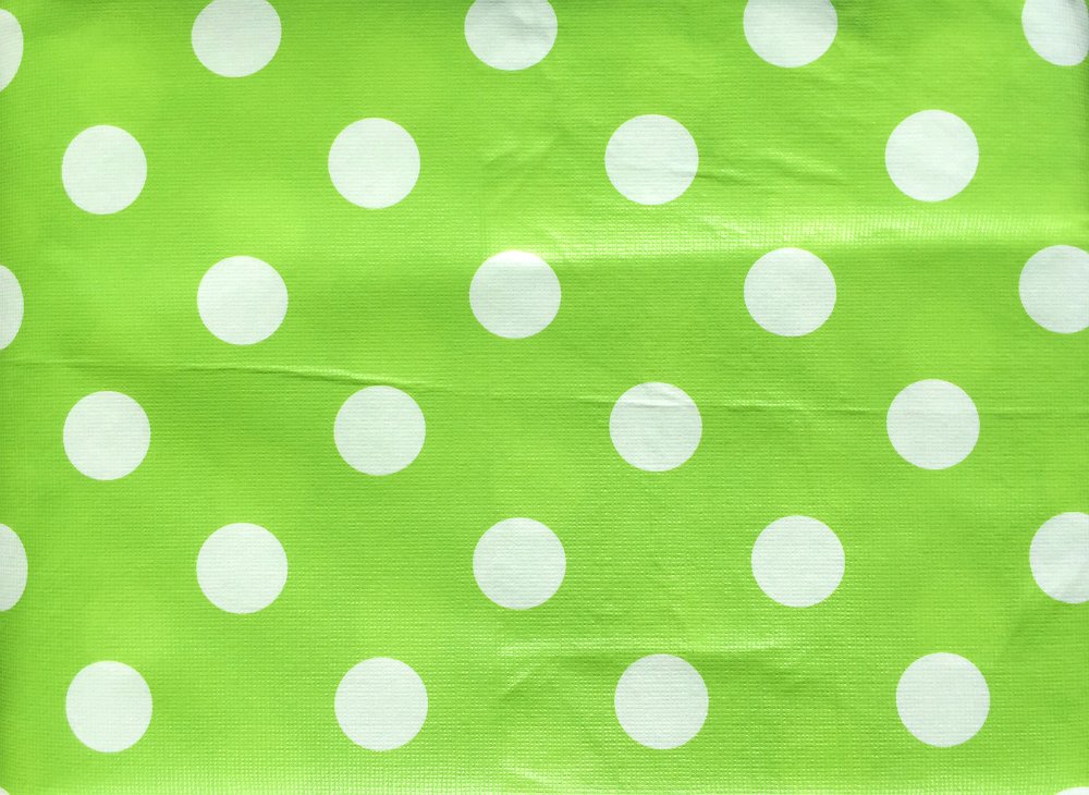 Vinyl Felt Backed Tablecloth, Thicker, Last Longer, Stain Resistant for Indoor and Outdoor - Polka Dot on Green Background (ROUND 60)