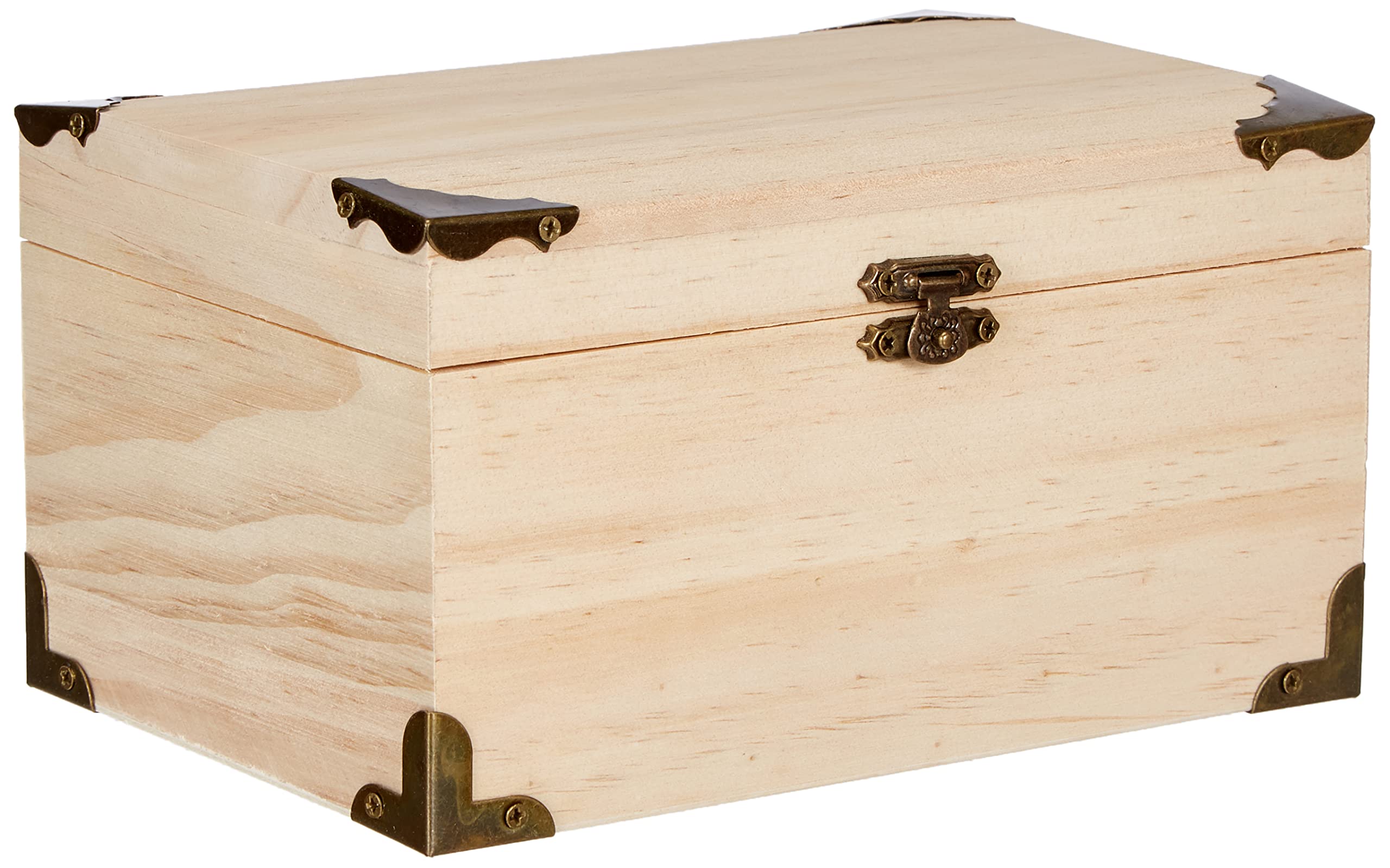 GLOREX 6 2003 353 Wooden Treasure Chest Natural 18 x 12.5 x 10 cm