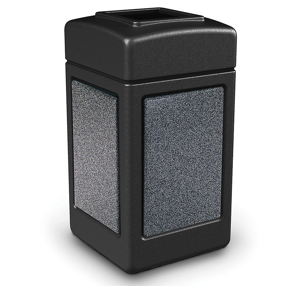 Commercial Zone-720313 StoneTec Open-Top 42-Gallon Square Waste Container - Black: Outdoor Waste Bins: Industrial & Scientific