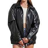 Keoouure Leather Jacket Women Oversized Faux Suede Fall Fashion Motorcycle Coats 2025 Winter Outfits Clothes Y2k Tops