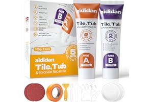 AIDIDAN Ultra-Fast Drying Porcelain Repair Kit, Tile and Tub Repair Kit - Repair Chips & Cracks | Extra Strong Adhesive | Bathtub Repair Kit for Ceramic Sink, Shower, Acrylic, Fiberglass and Enamel (White)