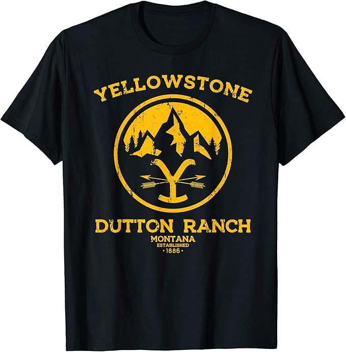 Yellowstone Dutton Ranch Mountain Logo TShirt Tshirt for Men Women, White Or Black T Shirt