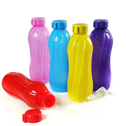 Cello Aqua Cool Polypropylene Bottle Set, 1 Litre, Set of 5, Multicolour