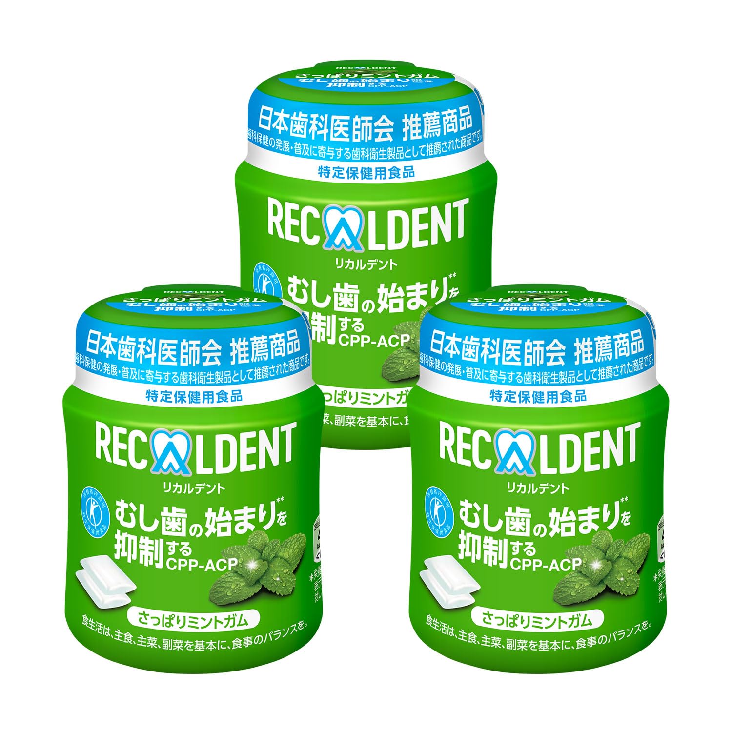 リカルデントさっぱりミントガムボトル 3個セット商品画像