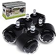 Slipstick 2 Inch Premium Rubber Office Chair Wheels (Set of 5) for All Hard Surface Floors & Carpet, Heavy Duty Twin Rollerblade Chair Replacement Caster Wheels with Universal Fit 7/16 Inch Stem