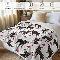 BlessLiving Red Hearts Dog Cat Print Plush Blanket