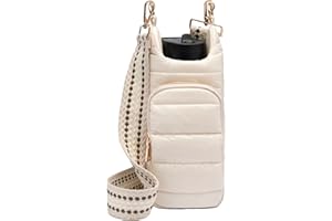 WanderFull Crossbody HydroBag | Quilted Water Bottle Carrier & Strap | Stylish Puffer Tote for Water Bottle