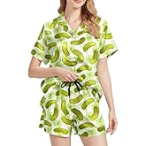 Pocxoep Womens Satin Pajama Set for Women Pjs short Sleeve Top and Shorts Two Piece Outfits