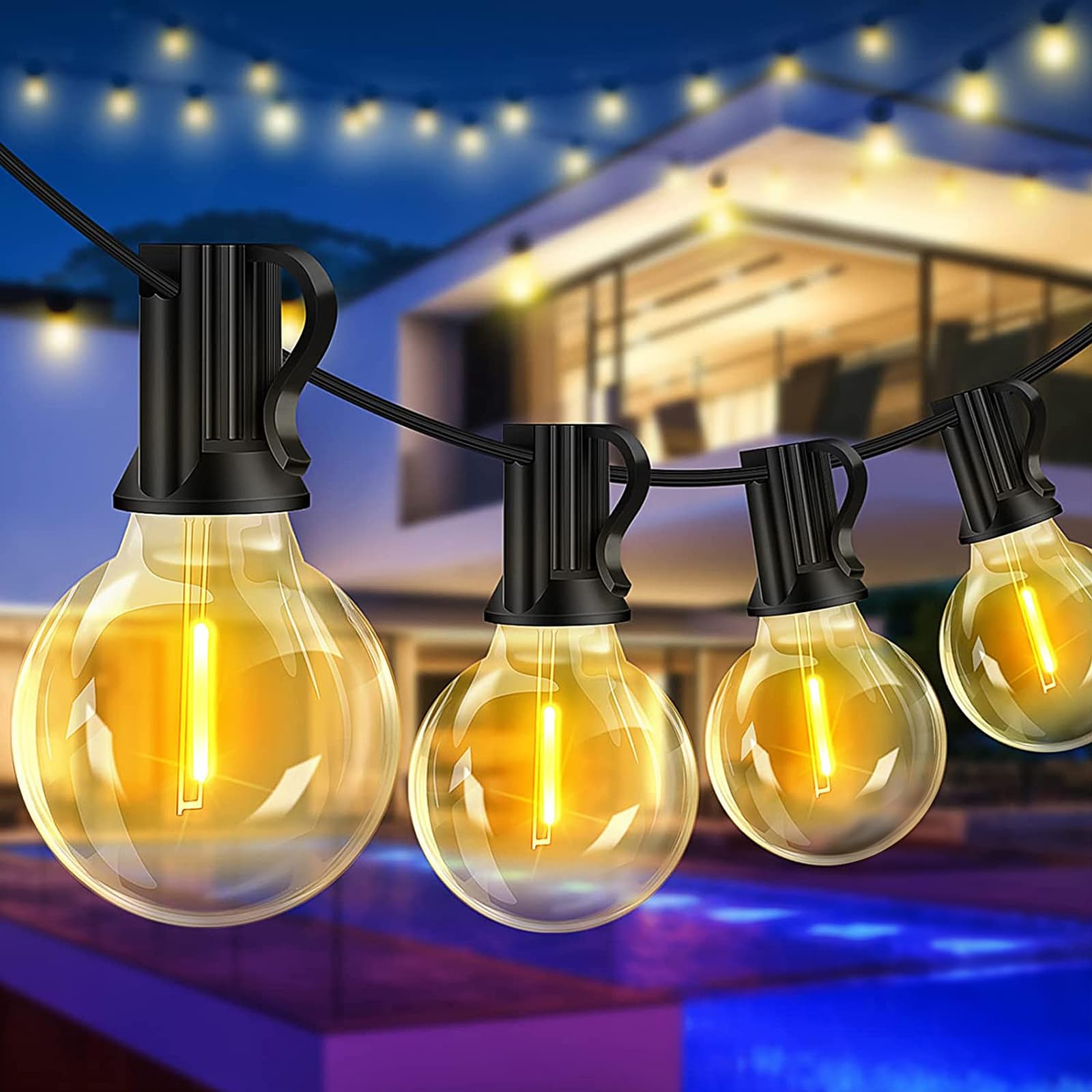 Rovnoes Outdoor String Lights 25FT Patio Lights with Edison Bulbs, Waterproof Hanging Lights Outside for Backyard Garden Porch Deck Balcony