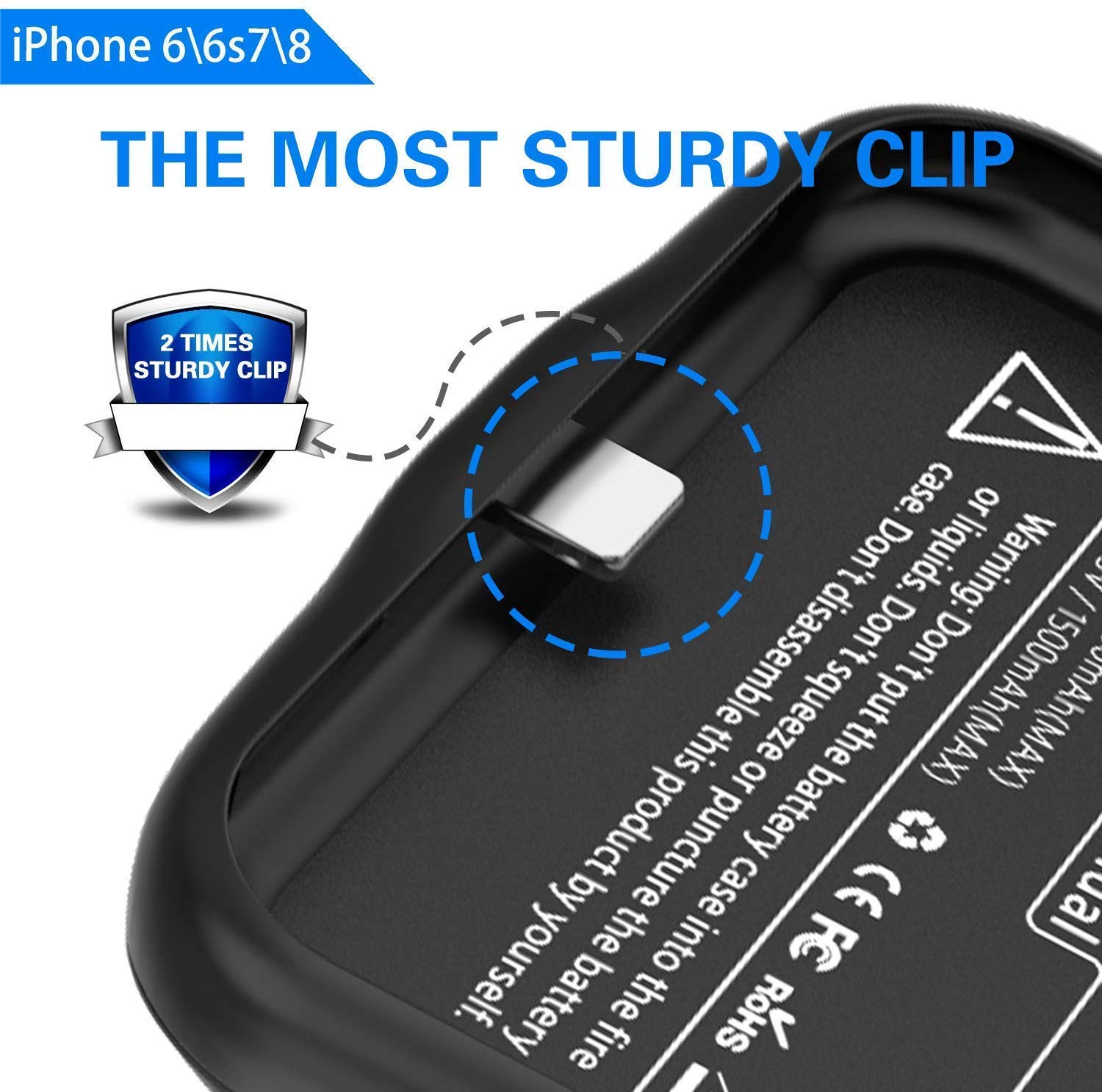 LoHi Battery Case for iPhone 8/7/6s/6 Available for 4.7\'\' 5000mAh Protective Portable Charging Case Ultra Slim Extended Battery Rechargeable Support Headphones - Black