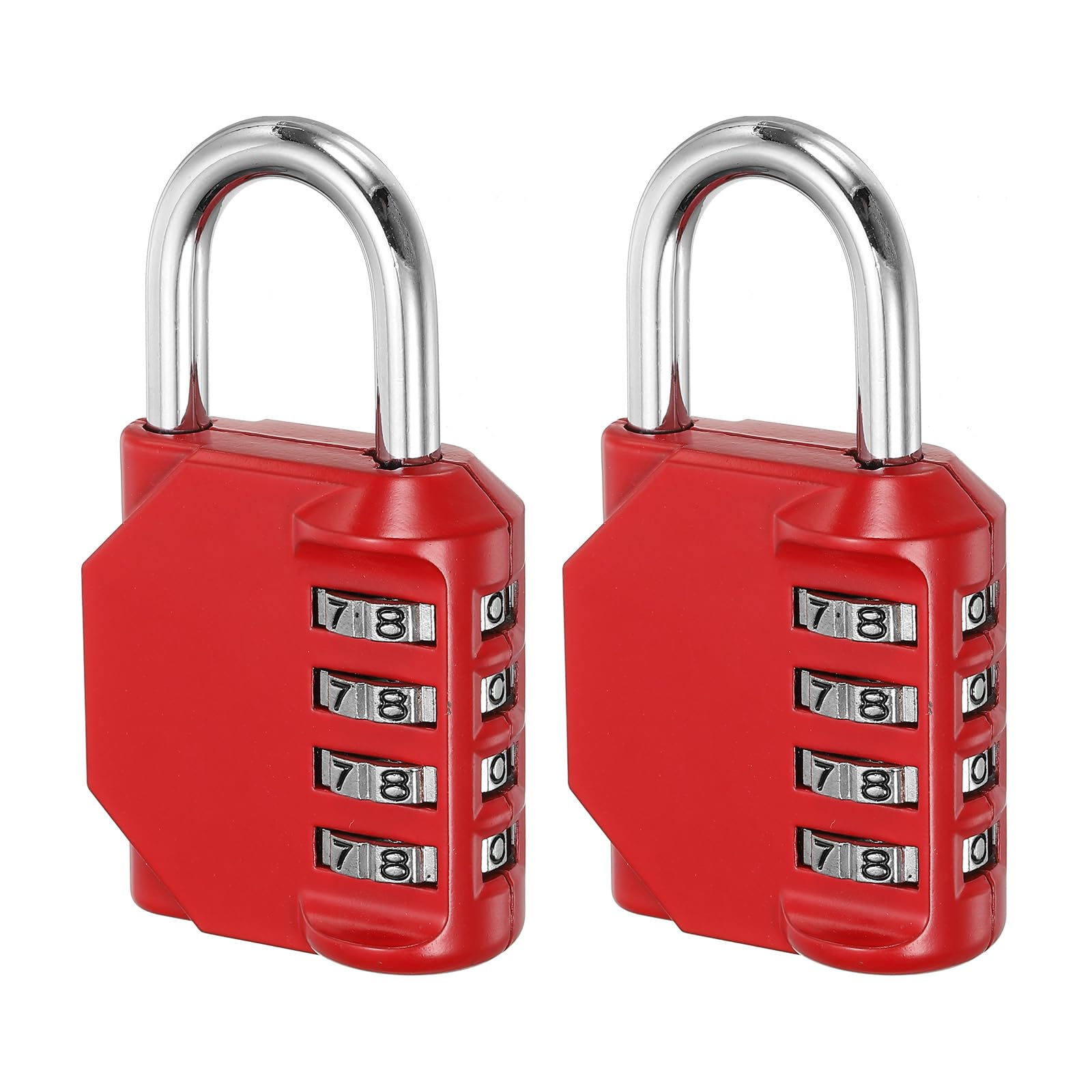 PATIKIL 3 Inch Long 4 Digit Combination Padlock, 2 Pack Waterproof Zinc Alloy Resettable Combination Lock for Outdoor Gym Gate Box, Red