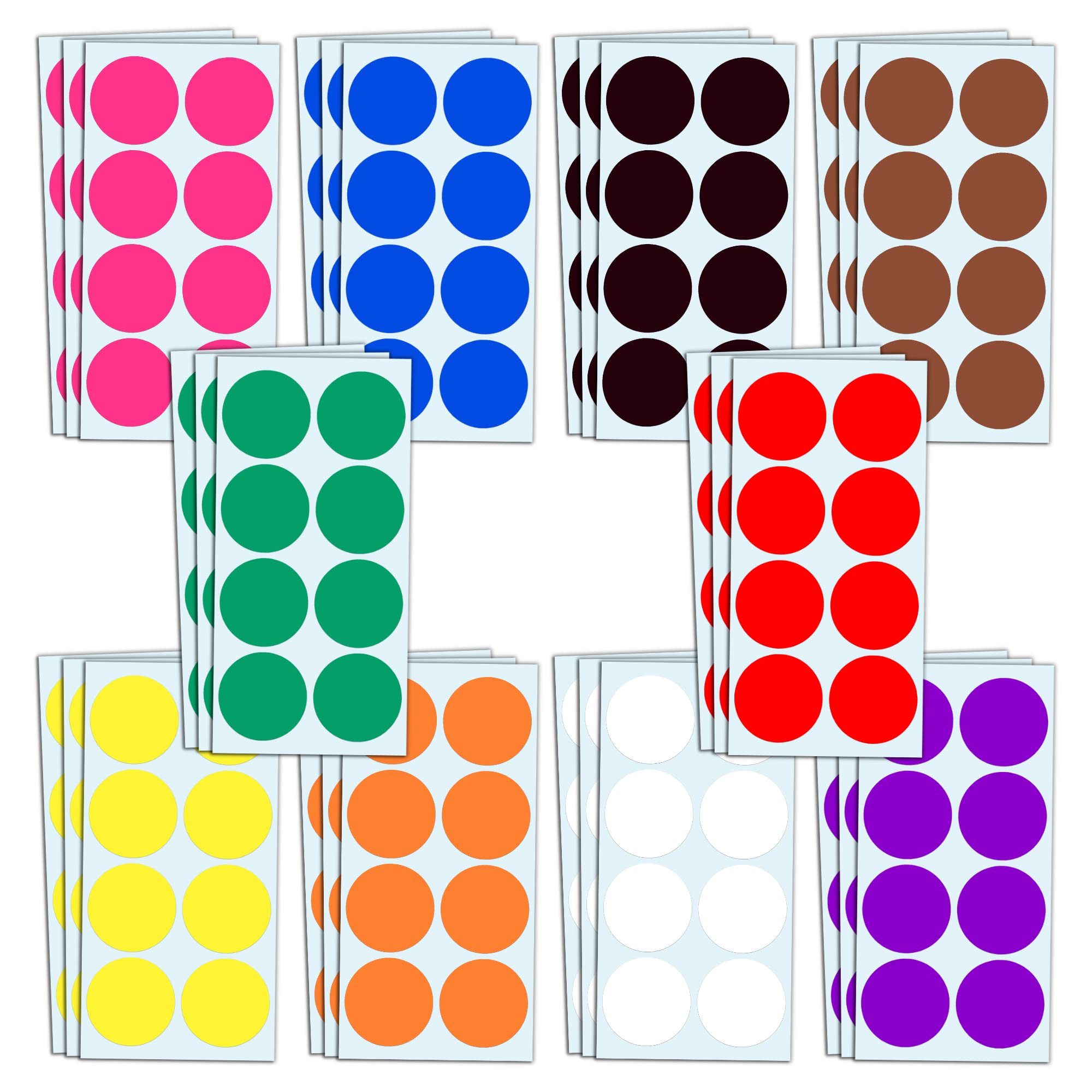 240 Pieces - 5cm Large Round Coloured Stickers Labels, 10 Colours
