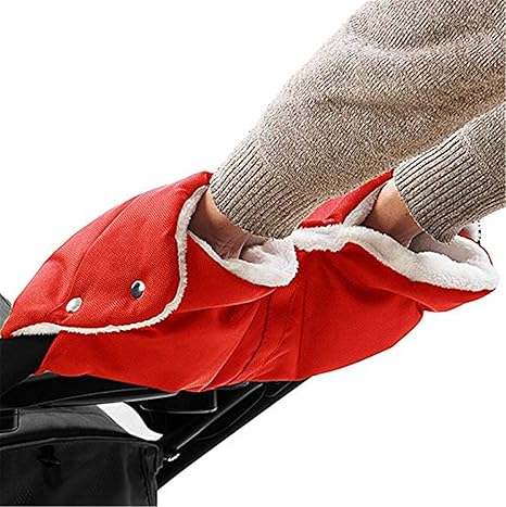 Kinderwagen Muff Handwärmer Wasserdicht Baby Stroller Hand muff Mit Fleece Winddicht Radanhänger für Winter (Rot)