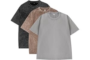 Eadali Men’s Oversized T-Shirts – Washed Cotton Loose Fit Tees, Drop Shoulder Crew Neck, Vintage Baggy Style Streetwear Tops