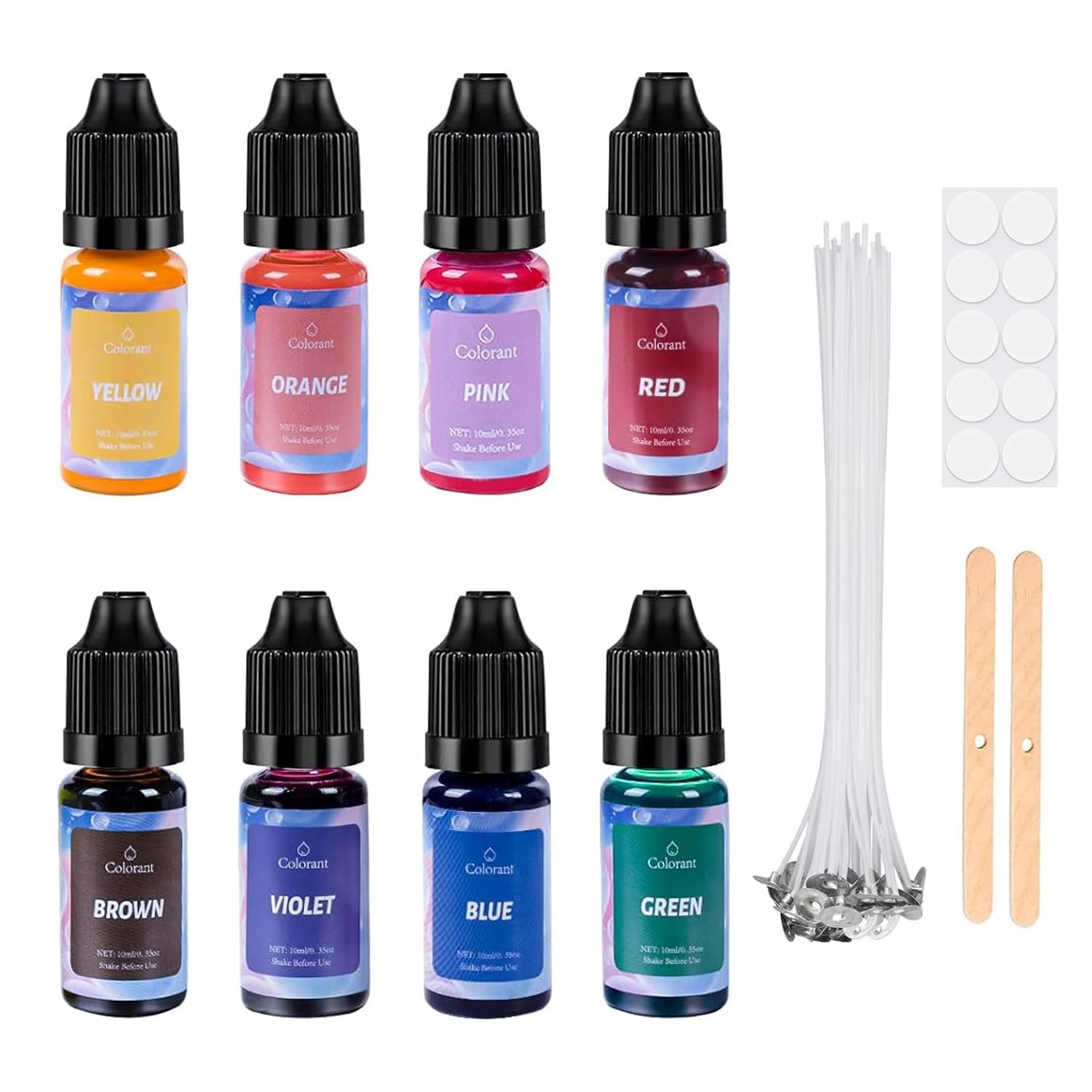 Candle Dye, 8 Colours Candle Colour Dye, Liquid Candle Dye for Soy Wax, Vivid Oil-Based Highly Concentrated Natural Candles Colouring for Wax Melts