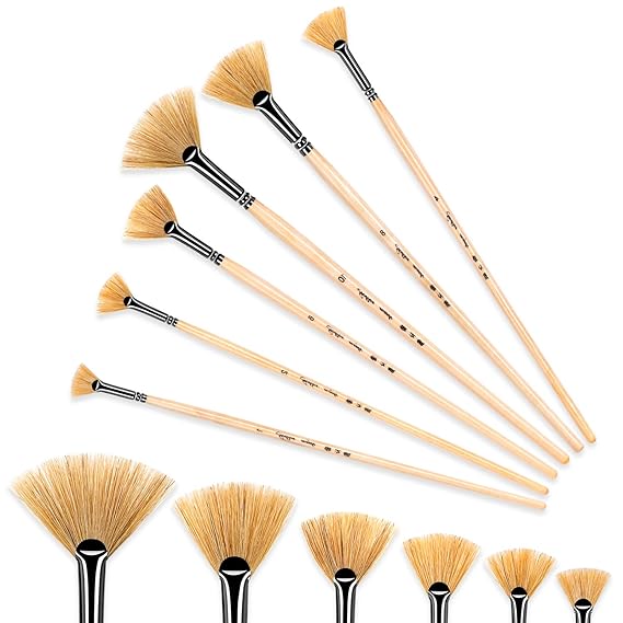 Artist Paint Brushes Oil Professional Fan Brush Hog Hair Paintbrush Set
