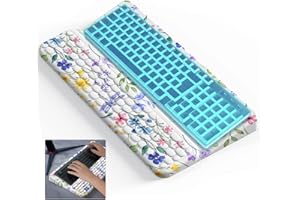 LAOKIIY Keyboard Stand for Desktop, Keyboards Wrist Rest, Ergonomic Keyboards Holder for Easy Typing Working, Wrist pad for Keyboards with Comfortable Wrist Rest for Keyboard White Flower