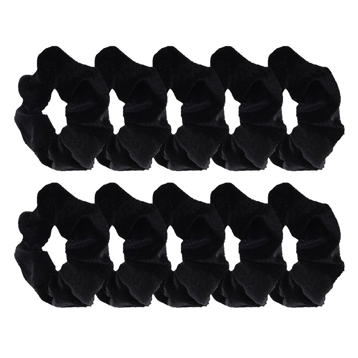 Frcolor Velvet Hair Bobbles / Scrunchie Hair / Elastic Hair Bobbles Pack of 10 (Black)