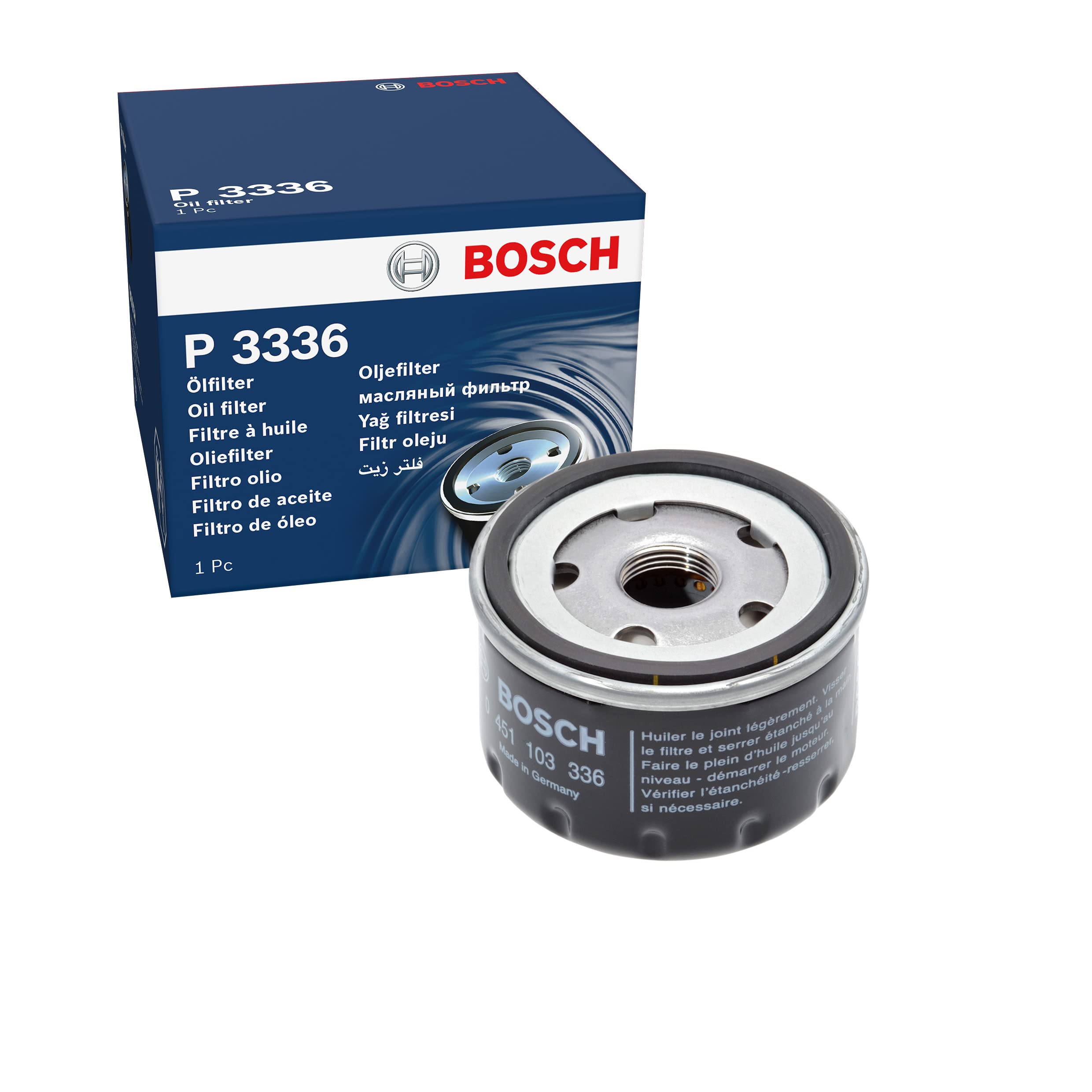 Bosch P3336 Car Oil Filter - Separates Soot and Metal Particles from Engine Oil - Provides Reliable Engine Lubrication
