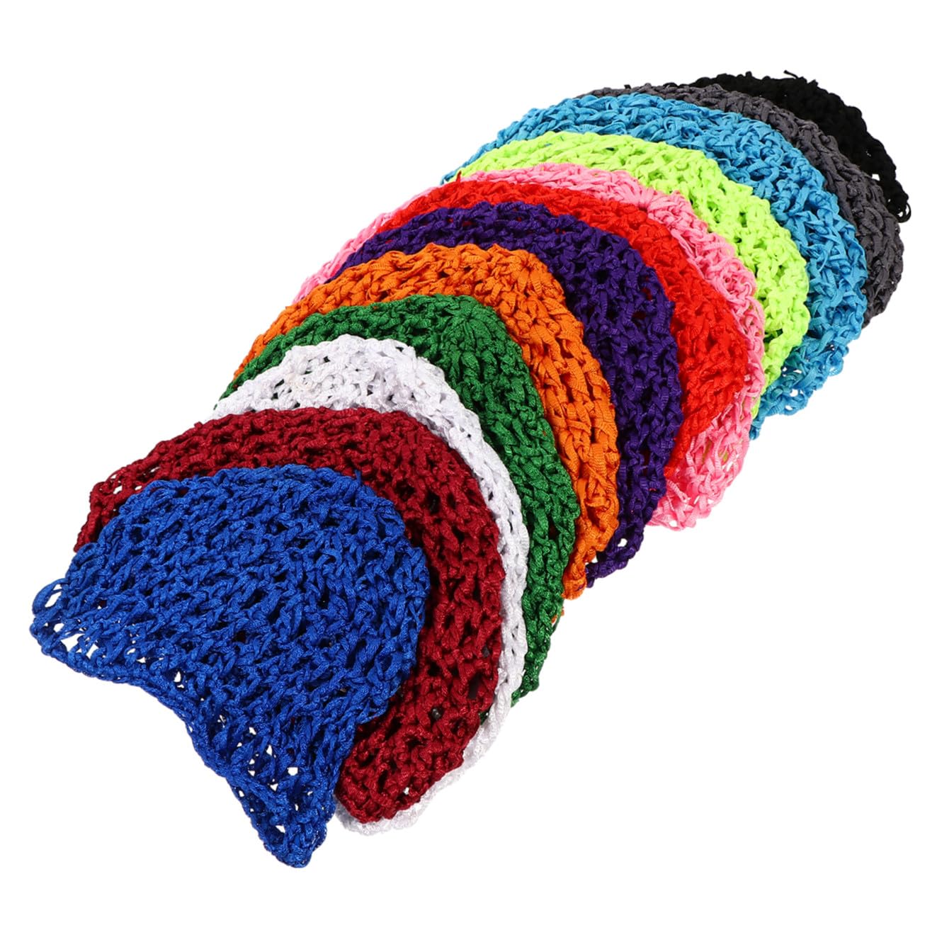 FRCOLOR 12pcs Mesh Crochet Hair Net Sleep Cap Snood Hat Thick Short Women Hairnet Snood Cover for Sleeping (Mixed color)