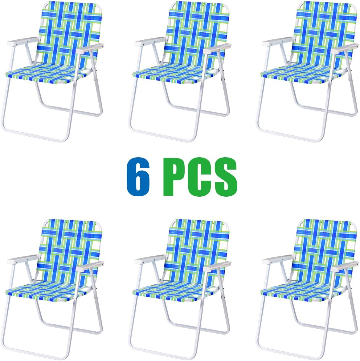 GYMAX Patio Folding  Chair Set, 6 Pack Portable