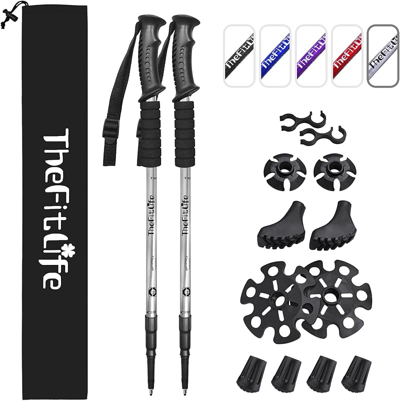 TheFitLife Hiking Poles 2 Pack Antishock Telescopic Ultralight 6 Series Aluminum