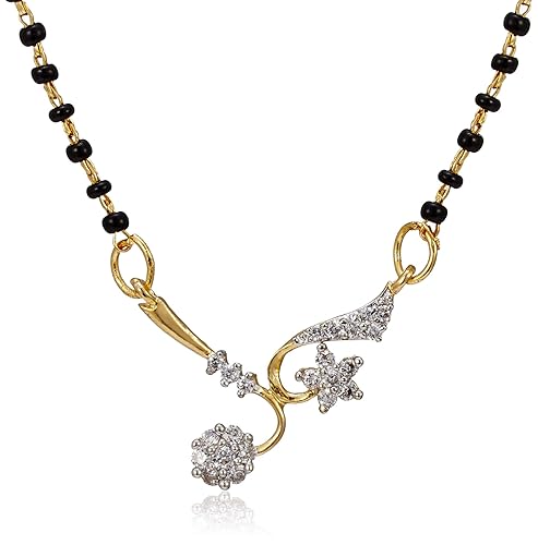 Elegant Mangalsutra Pendant Gold and Rhodium Plated pendantfor Women - MP1002G [VKMP1002G]